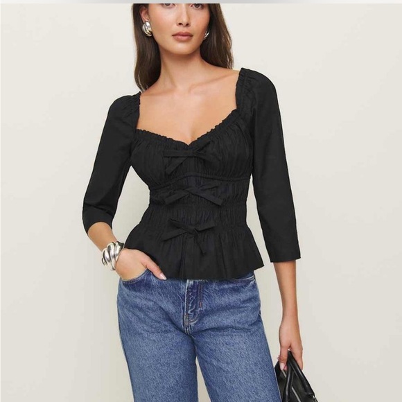 Reformation Tops - Reformation Lauryn cotton top with bows - size 6